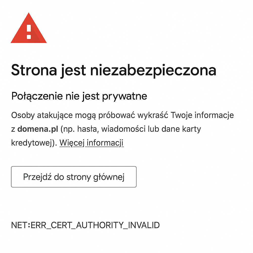 Tak wygląda dziś strona bez SSL w przeglądarce Chrom